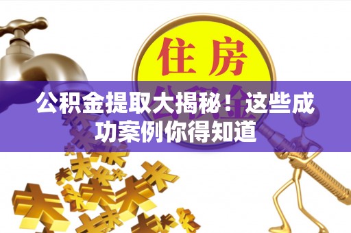 武穴公积金提取大揭秘！这些成功案例你得知道
